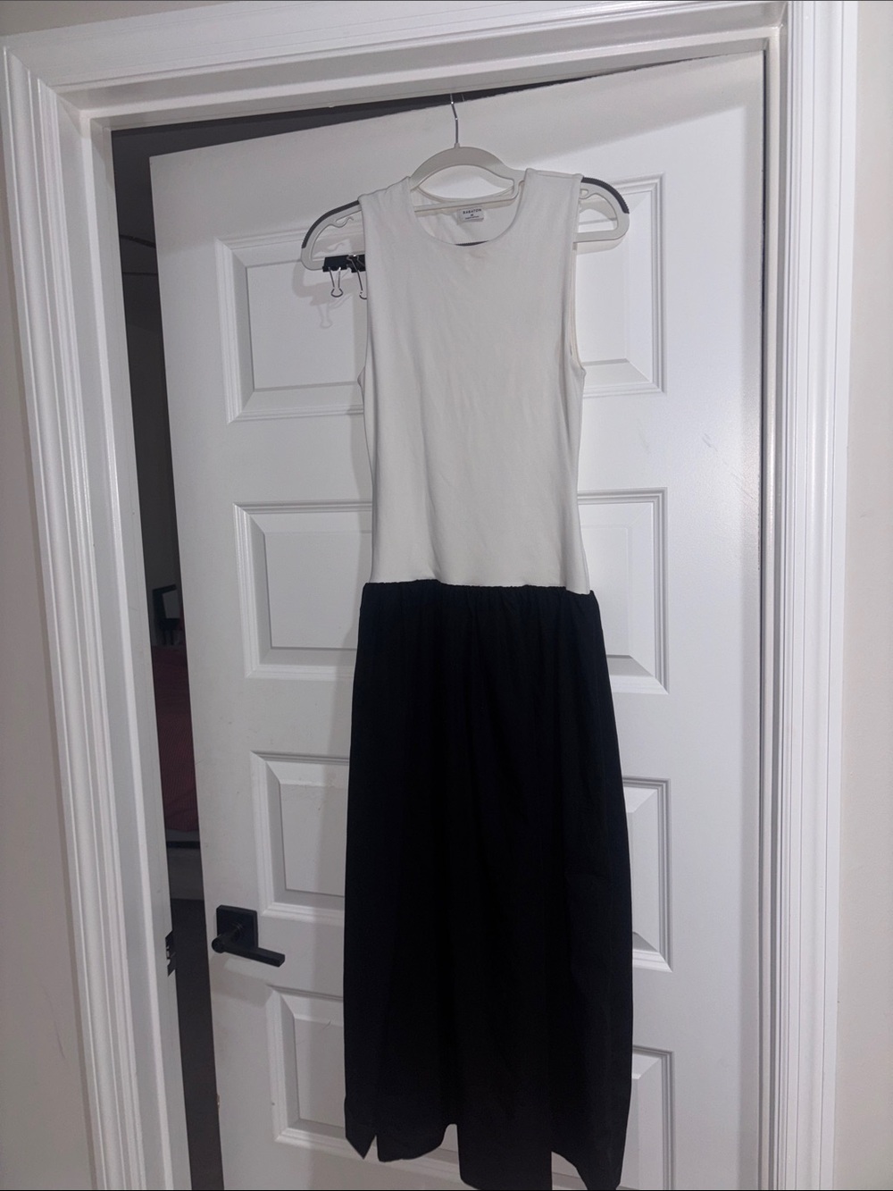 Babaton Aritzia Sleeveless White Bodice with Black Skirt drop waist Maxi Dress